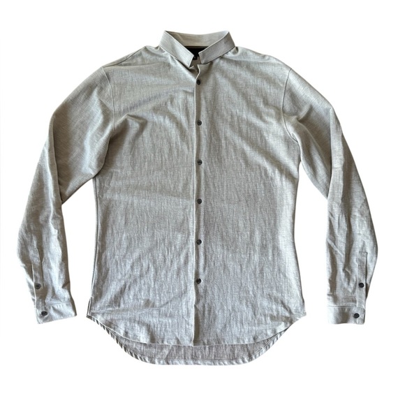 Blue & Cream NYC Men’s Large Button-Down Shirt Gray Oatmeal Japanese Fabric - Picture 1 of 7
